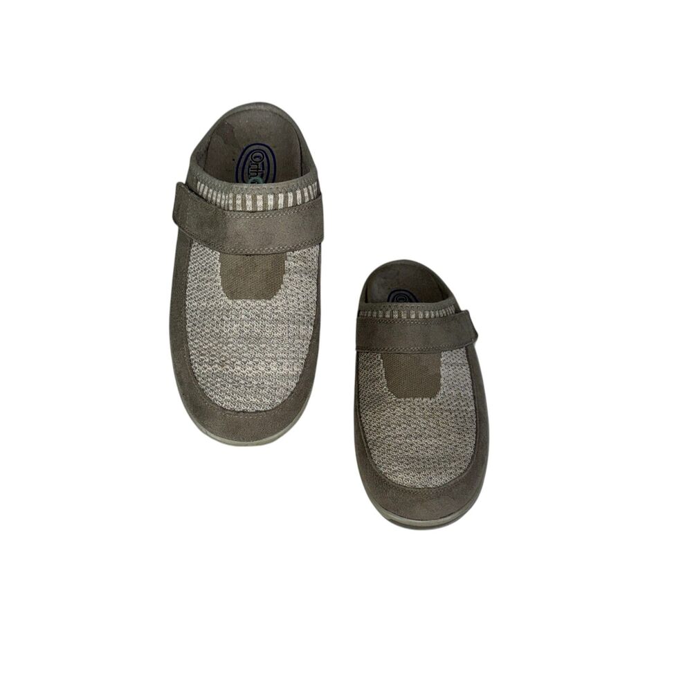 OrthoFeet Womens Louise Mule Size 6 B Gray Slipper Flat Pain Relieving Shoe